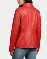 Womens Classic Zip Fastening Leather Jacket Julia Ignite Red